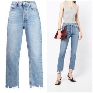 AGOLDE Riley Croped Raw Hem Straight Leg Jeans Size 28